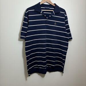 Vintage Polo Ralph Lauren Golf T Shirt Collared Navy Blue Size L Striped Mens